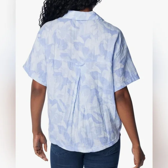 COLUMBIA Holly Hideaway Breezy Short Sleeve Top - Size L - Light Blue (NWT) - Picture 2 of 14